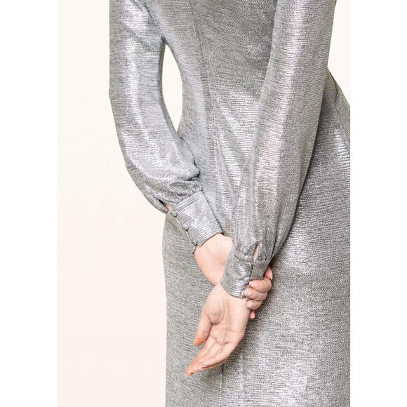 LAUREN RALPH LAUREN Evening Dress DELANCEY Silver Metallic size 8 - Picture 6 of 7